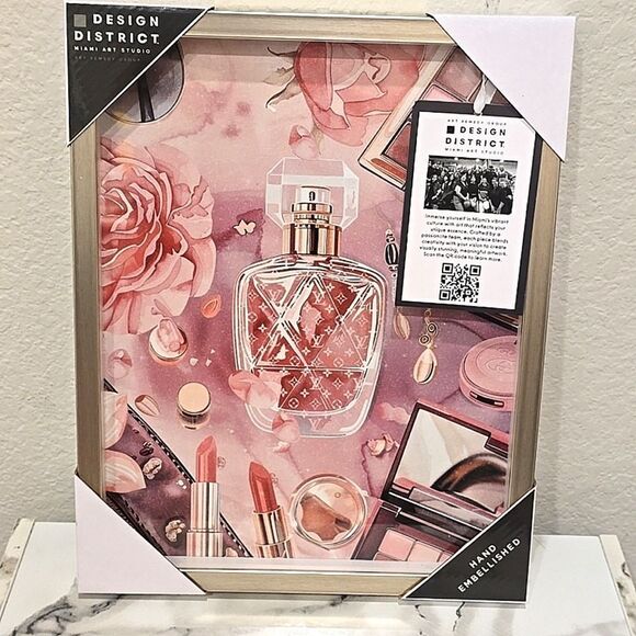 Design District Glam Sparkle Louis Vuitton Hand Embellished Framed Wall Decor - Picture 7 of 9